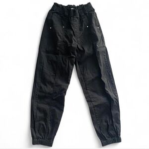 Black Cargo Paper Bag Utility Joggers, High-waisted 26" Size Small